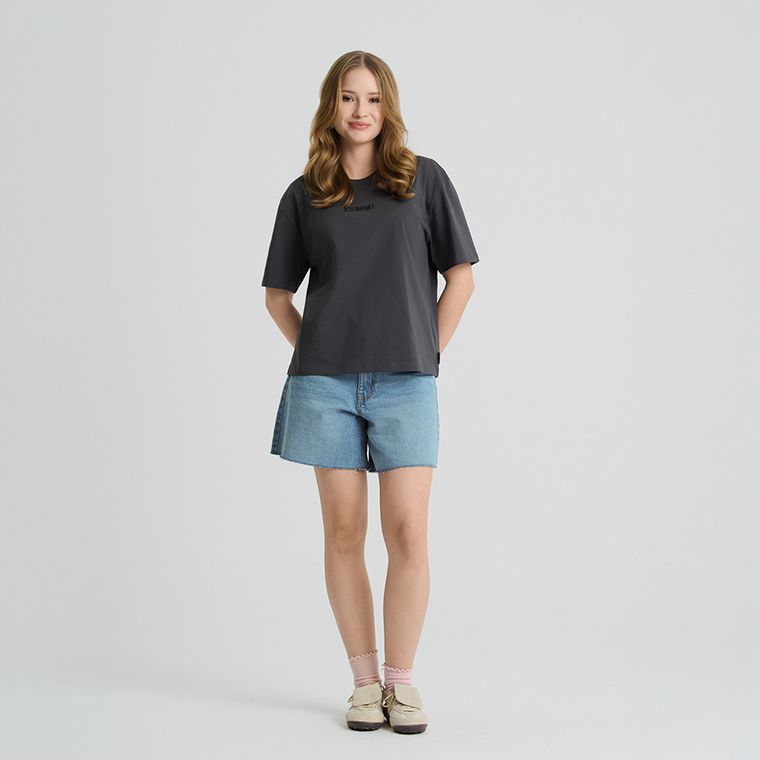 T-shirt oversize z bawełny czesanej Kuromi NOWEAR