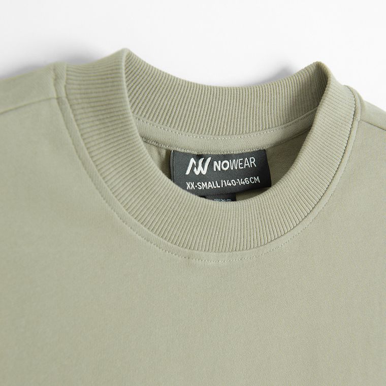 T-shirt unisex khaki oversize z bawełny czesanej NOWEAR