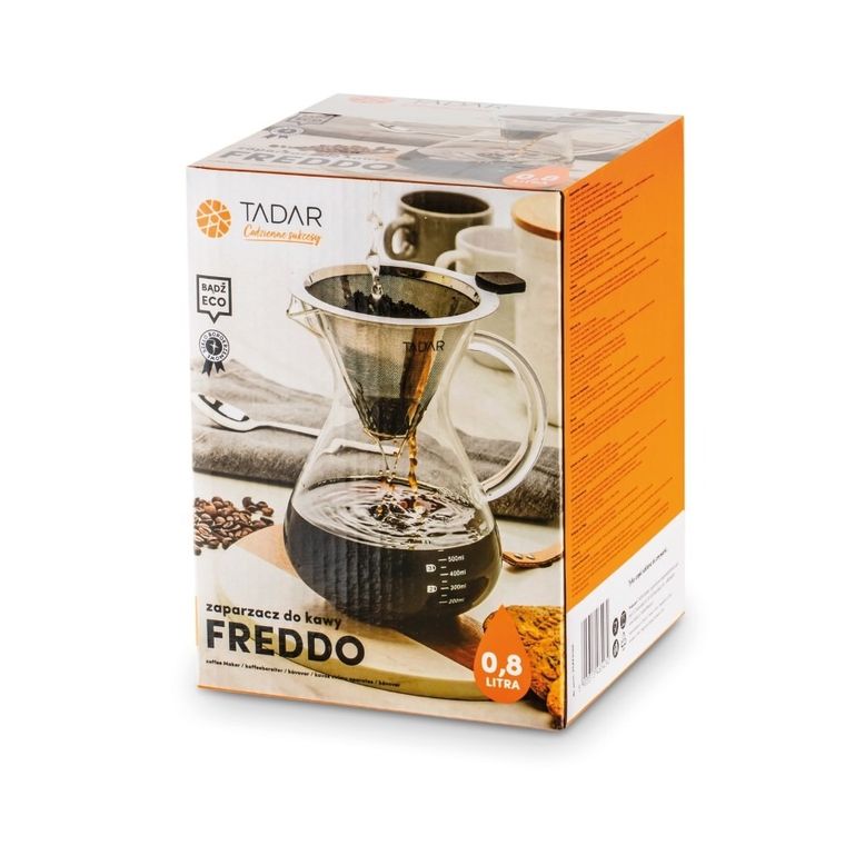 Tadar, Freddo, szklany dzbanek przelewowy, zaparzacz, 800 ml