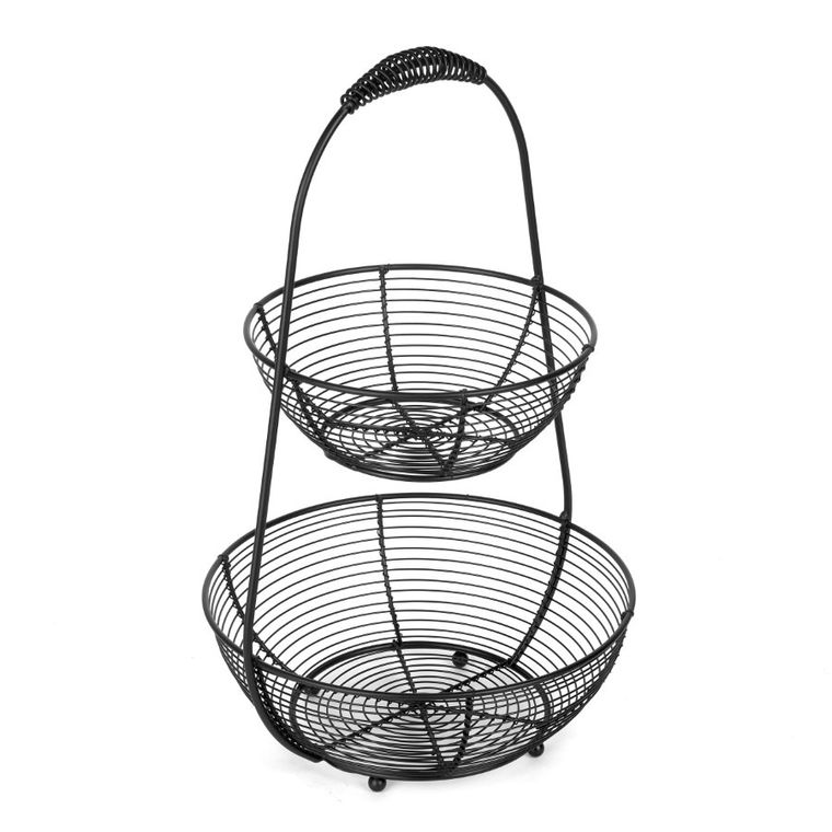 Tadar, Hiro, koszyk na owoce dwupoziomowy, czarny, 28-26,5-43 cm