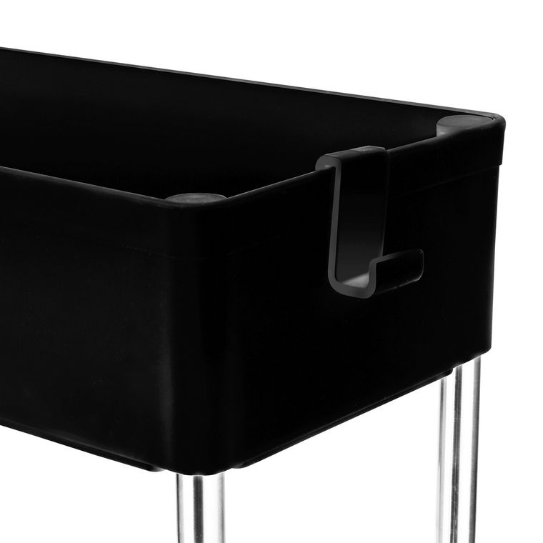 Tadar, organizer, regał łazienkowy na kółkach, 3 poziomowy, czarny, 40-13,5-61 cm