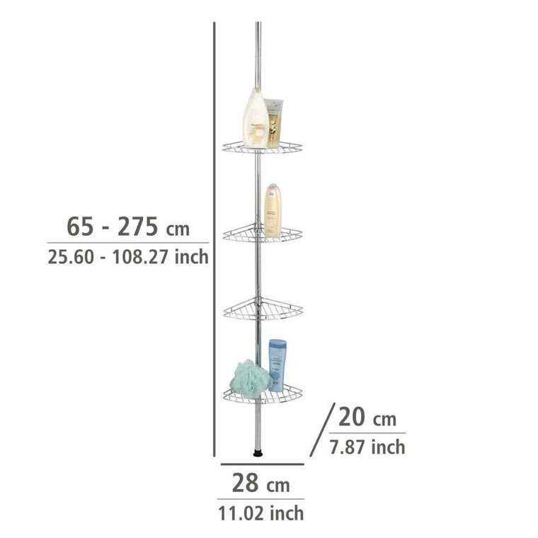 Teleskopowa narożna półka łazienkowa, prea, 4 poziomy