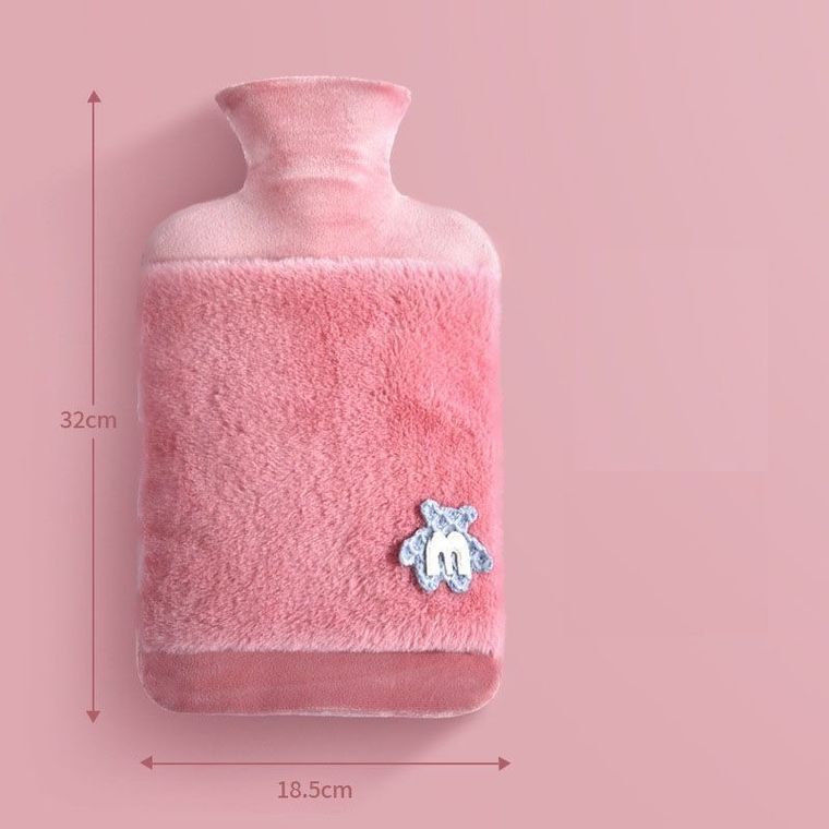Termofor w pluszowym sweterku, miś, różowy, 2l