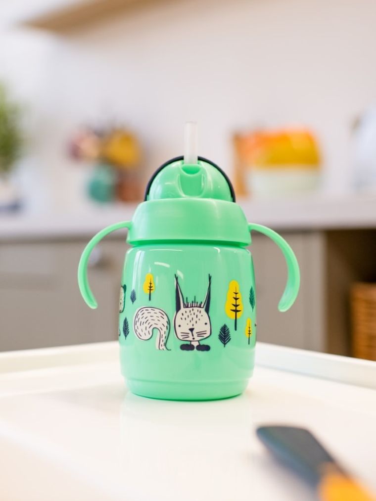 Tommee Tippee, bidon z obciążoną słomką, zielony, 300 ml
