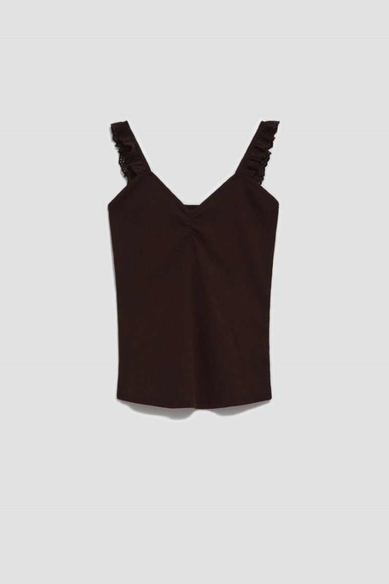 Top damski, brązowy, Moodo