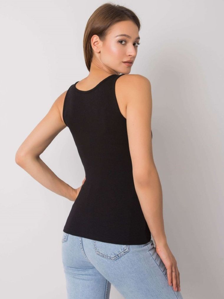 Top damski, prążkowany, czarny, Och Bella