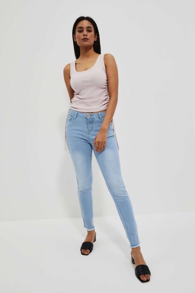 Top damski, prążkowany, jasnofioletowy, Moodo