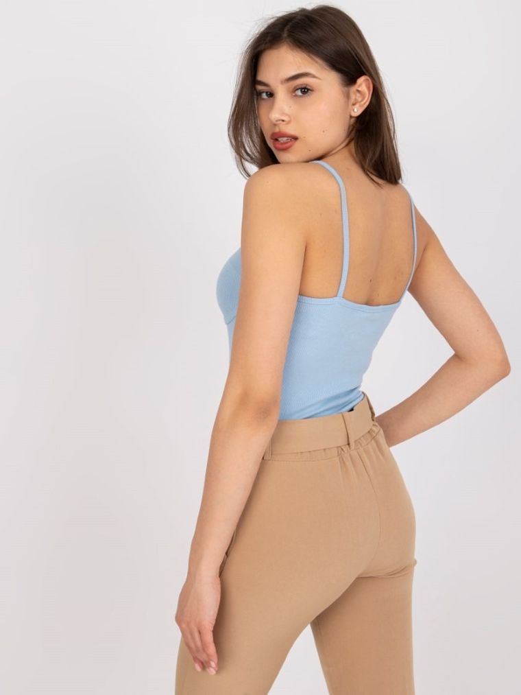 Top damski, prążkowany, niebieski, Och Bella