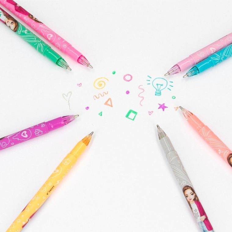 Top Model, brokatowe żelopisy, tęczowe