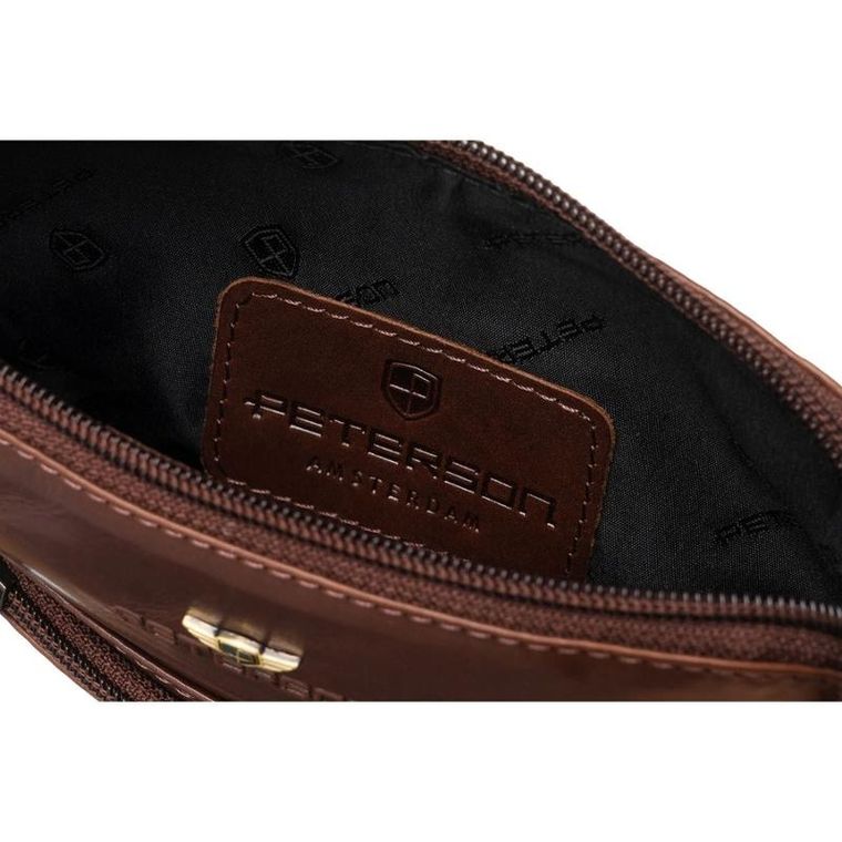 Torba listonoszka, brązowa, skórzana, Peterson