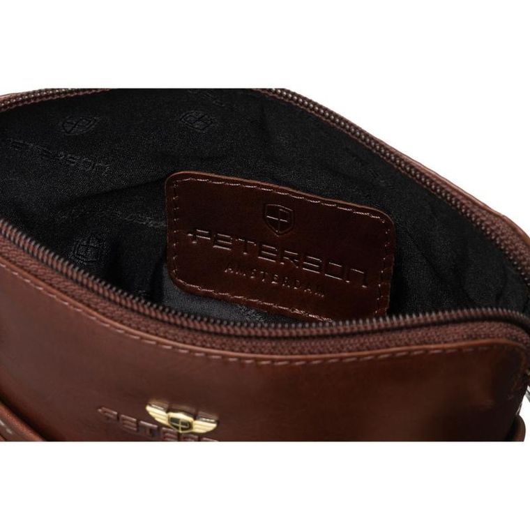 Torba listonoszka, brązowa, skórzana, Peterson