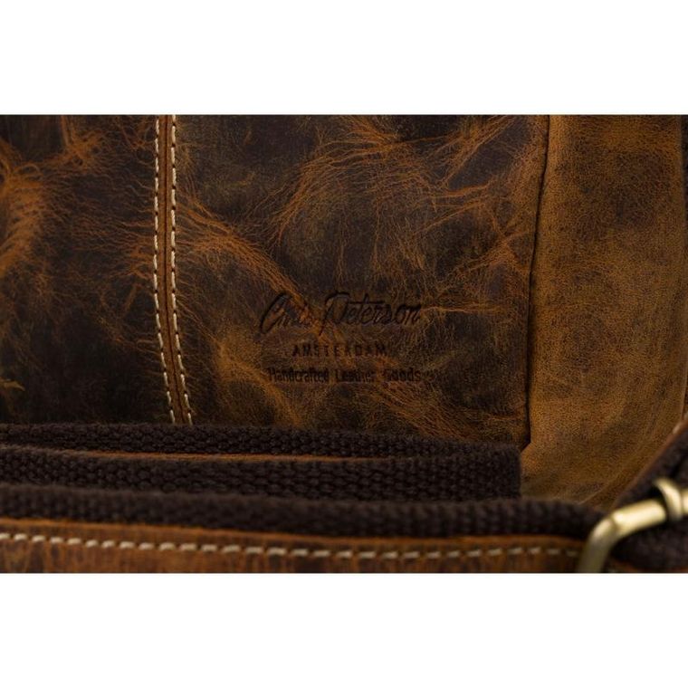Torba listonoszka, brązowa, skórzana, Peterson