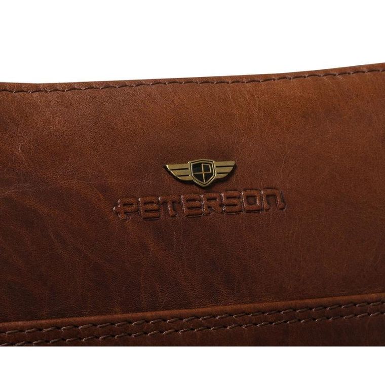 Torba listonoszka, brązowa, skórzana, Peterson