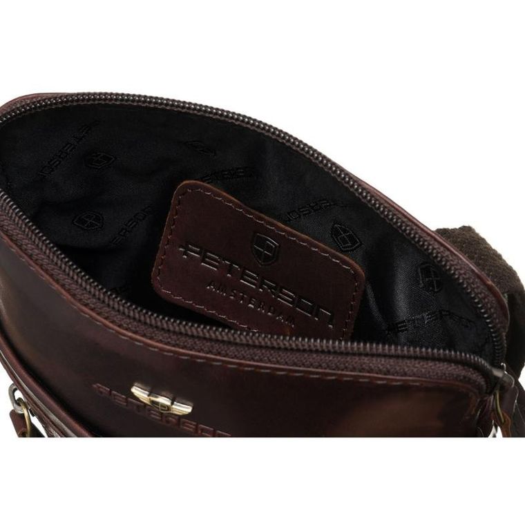 Torba listonoszka, brązowa, skórzana, Peterson