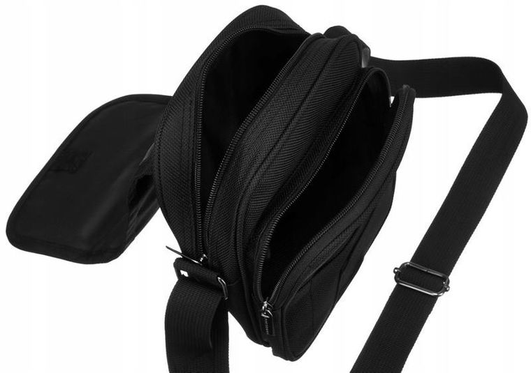 Torba listonoszka, czarna, materiałowa, Peterson