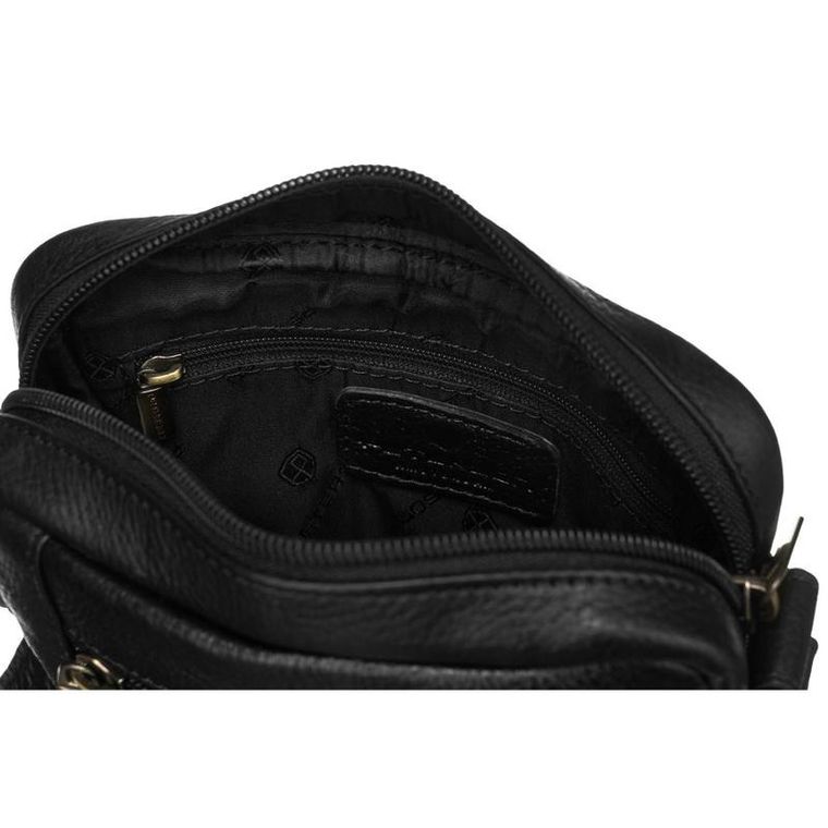 Torba listonoszka, czarna, skórzana, Petereson