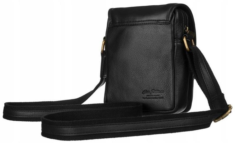 Torba listonoszka, czarna, skórzana, Peterson