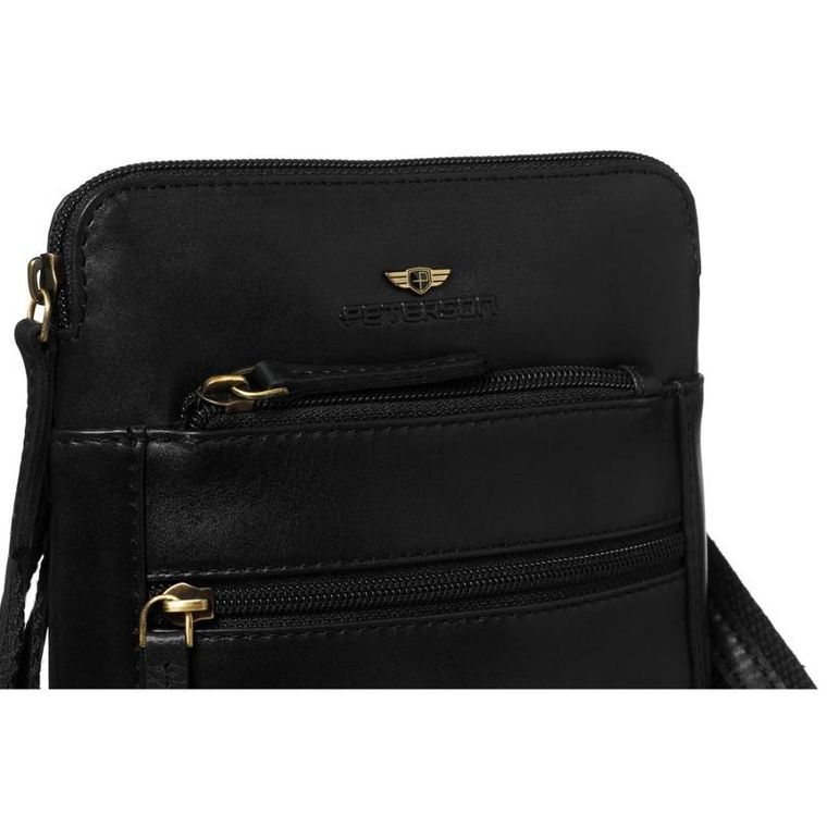 Torba listonoszka, czarna, skórzana, Peterson