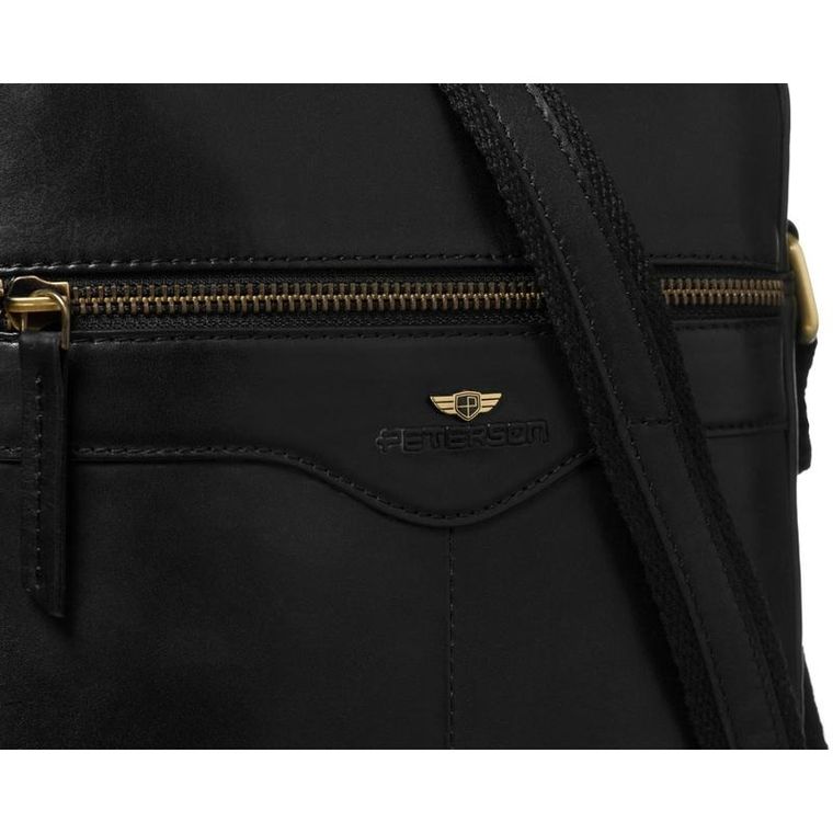 Torba listonoszka, czarna, skórzana, Peterson