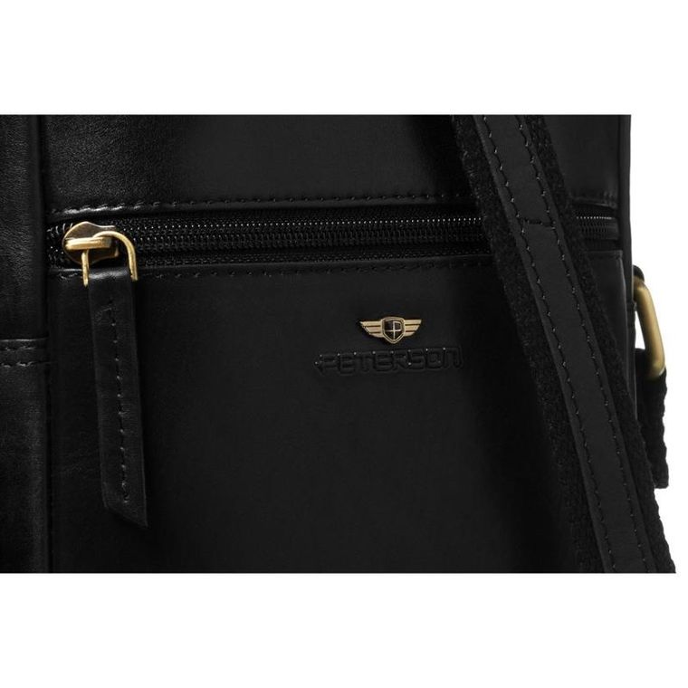 Torba listonoszka, czarna, skórzana, Peterson