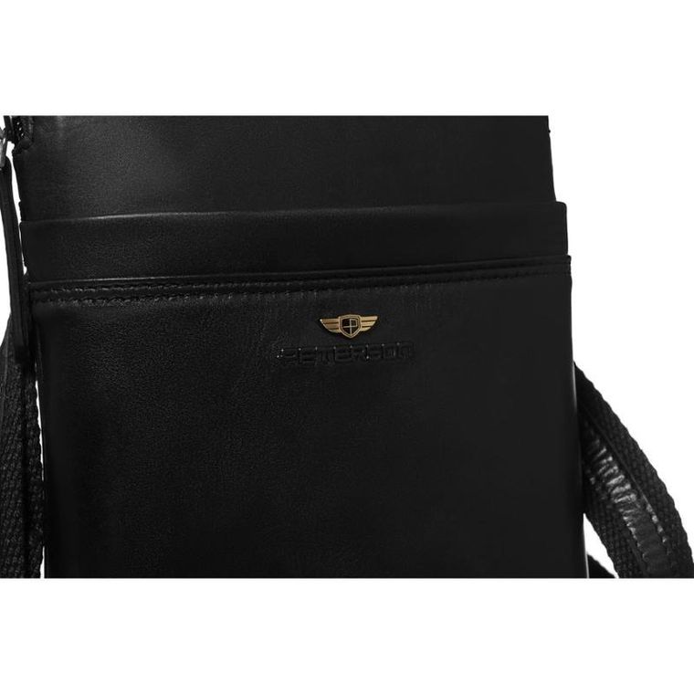 Torba listonoszka, czarna, skórzana, Peterson