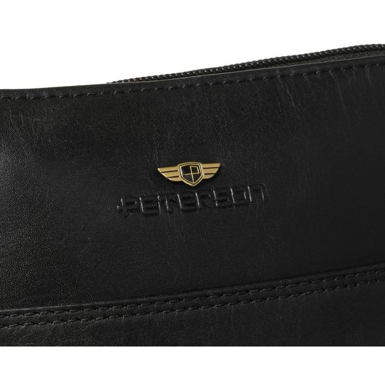 Torba listonoszka, czarna, skórzana, Peterson