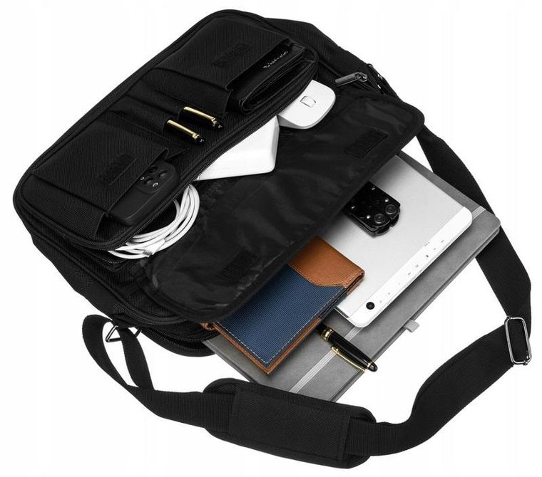 Torba na laptopa, czarna, poliester, Peterson