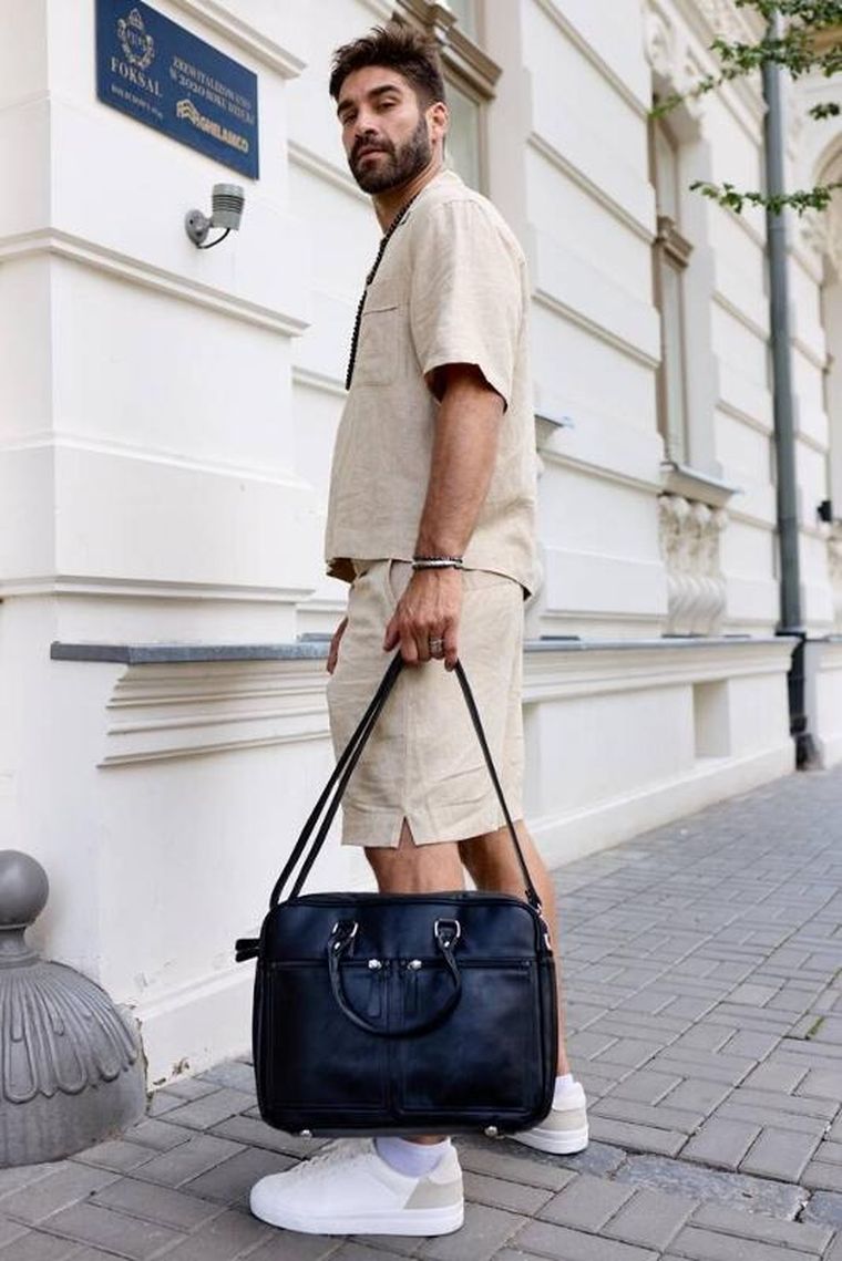 Torba na laptopa, czarna, skóra ekologiczna, do 14", Peterson