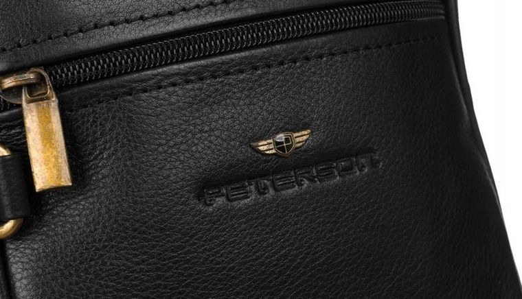 Torba na ramię, czarna, skórzana, Peterson