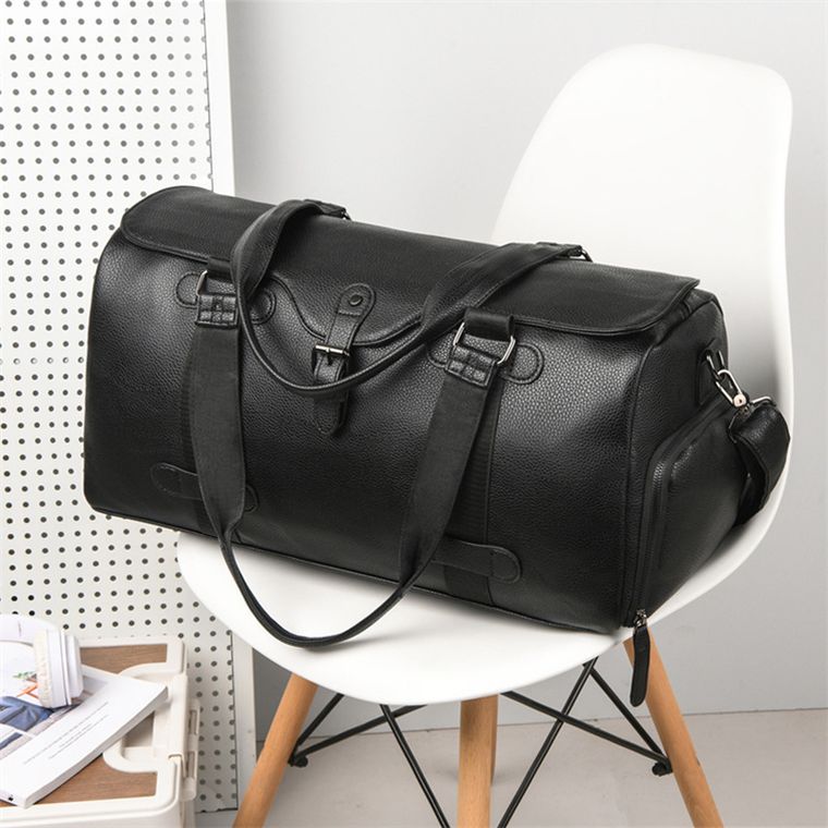 Torba podróżna, skórzana, czarna