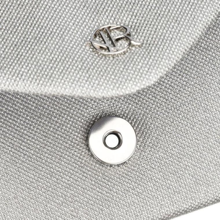 Torebka kopertówka, srebrna, brokatowa, Rovicky