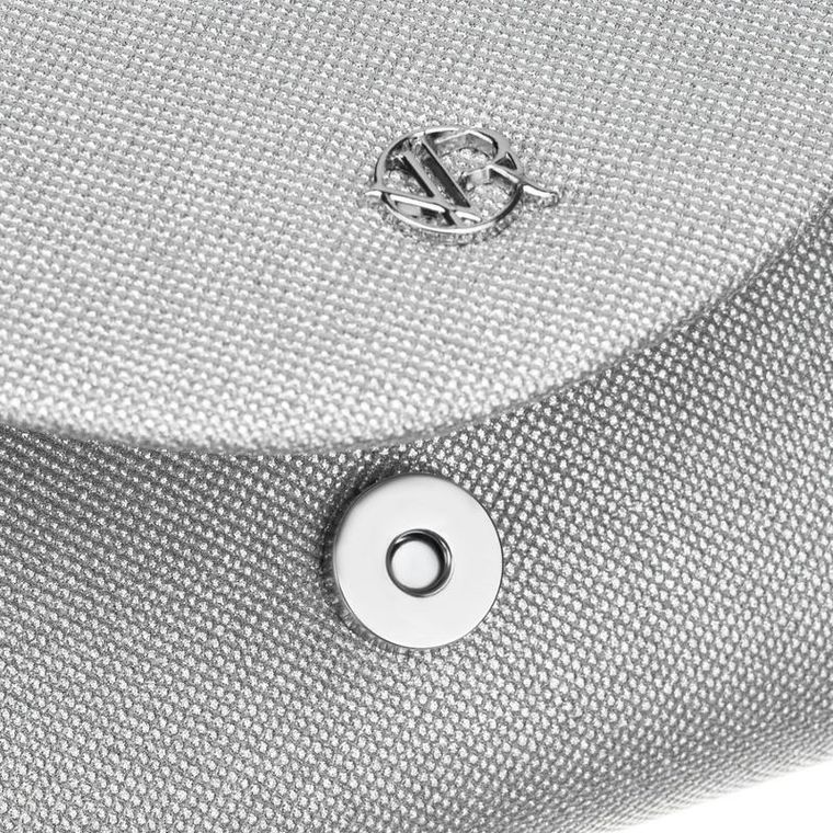 Torebka kopertówka, srebrna, brokatowa, Rovicky