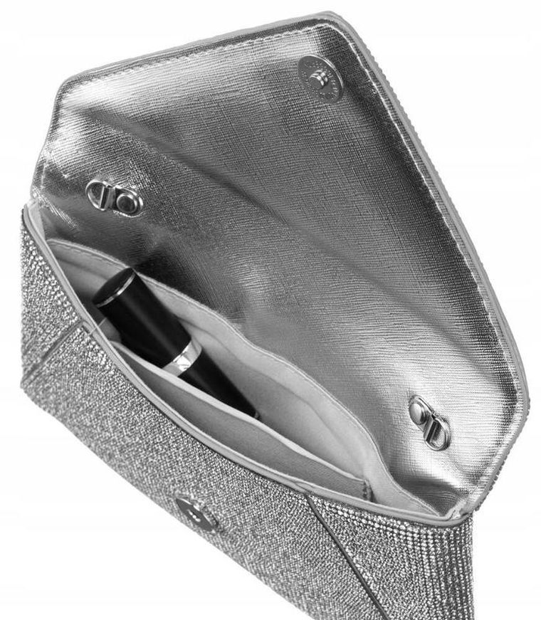 Torebka kopertówka, srebrna, Peterson