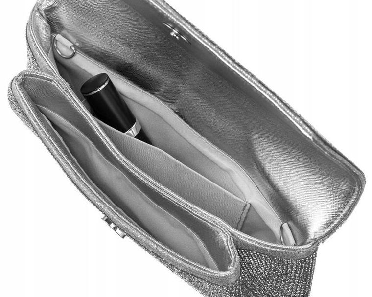 Torebka kopertówka, srebrna, Peterson