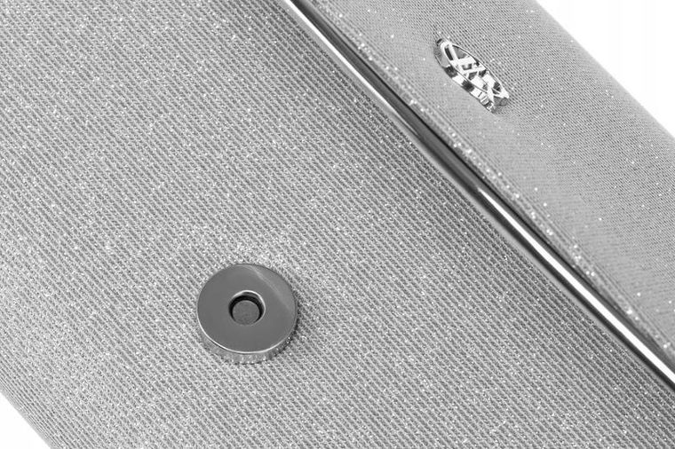 Torebka kopertówka, srebrna, Rovicky