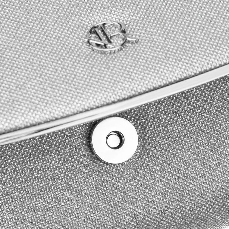 Torebka kopertówka, srebrna, Rovicky