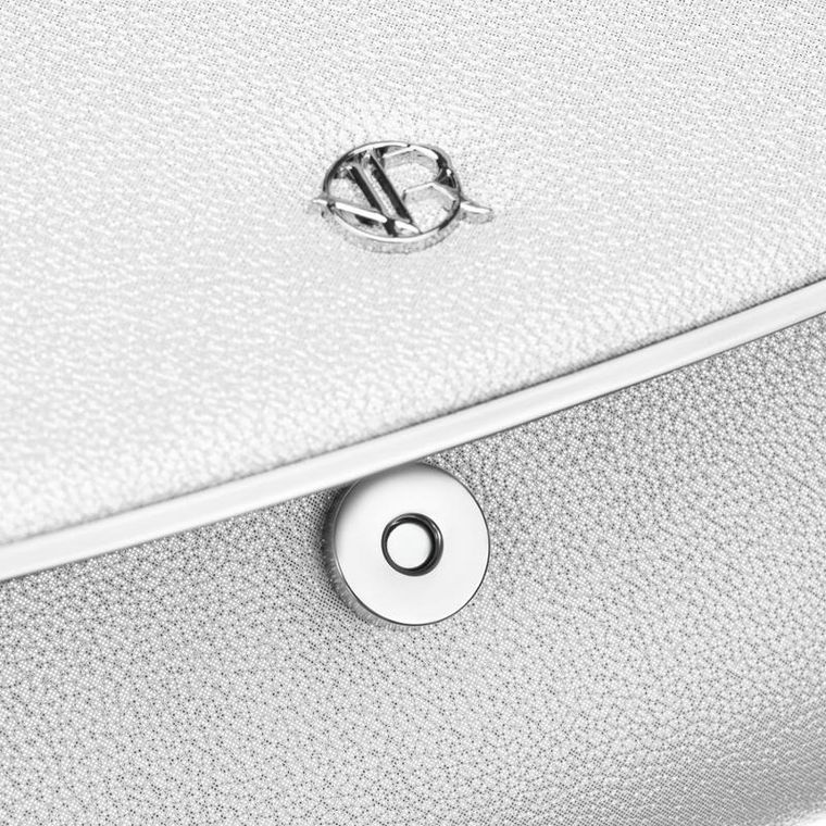 Torebka kopertówka, srebrna, skóra ekologiczna, Rovicky