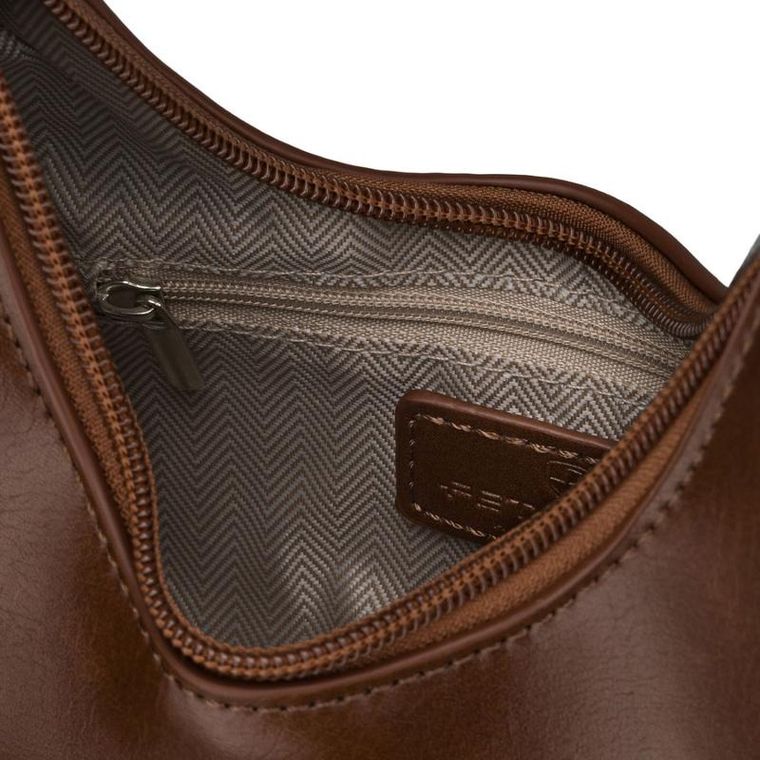 Torebka listonoszka, bagietka, brązowa, skóra ekologiczna, Peterson