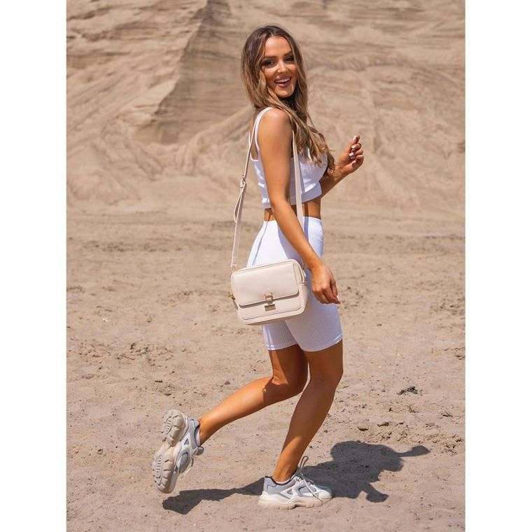 Torebka listonoszka, beżowa, skóra ekologiczna, Peterson