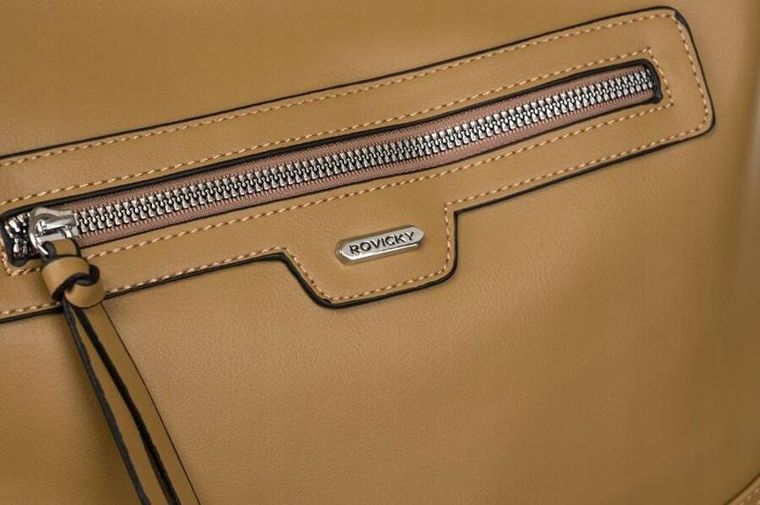 Torebka listonoszka, beżowa, skóra ekologiczna, Rovicky