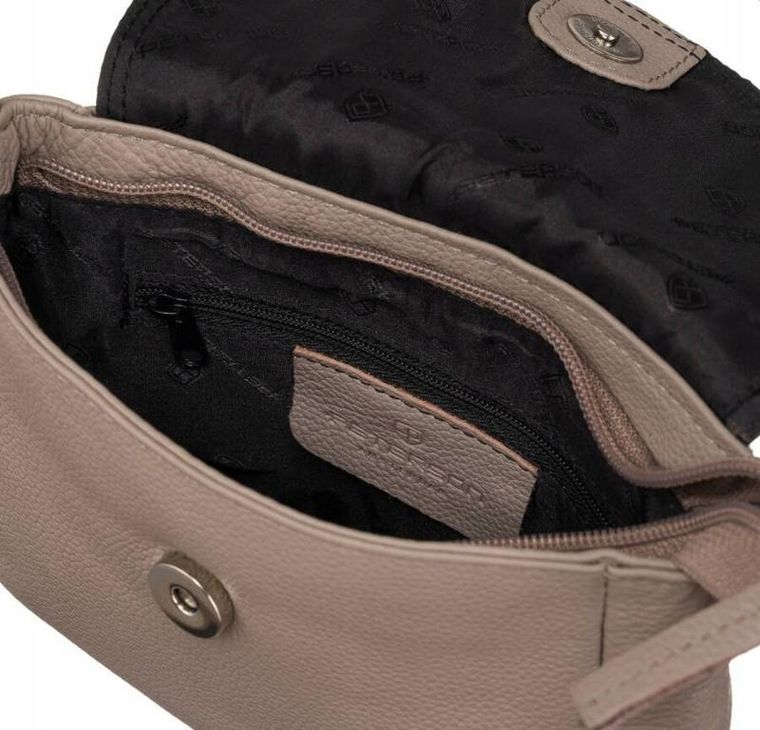 Torebka listonoszka, beżowa, skórzana, Peterson