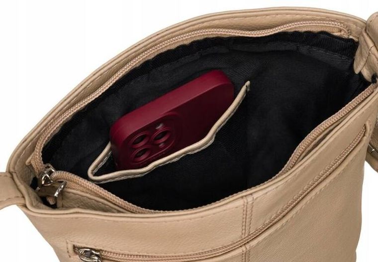 Torebka listonoszka, beżowa, skórzana, Rovicky