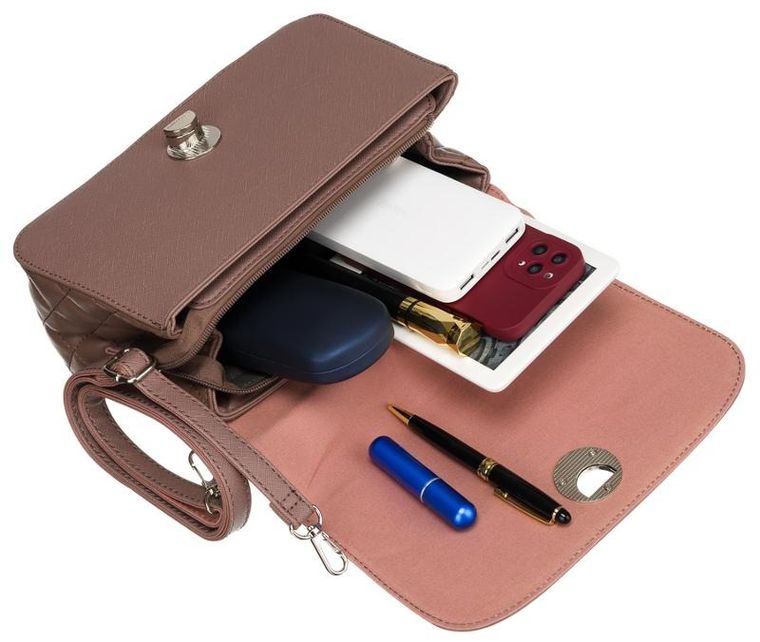 Torebka listonoszka, brązowa, skóra ekologiczna, David Jones