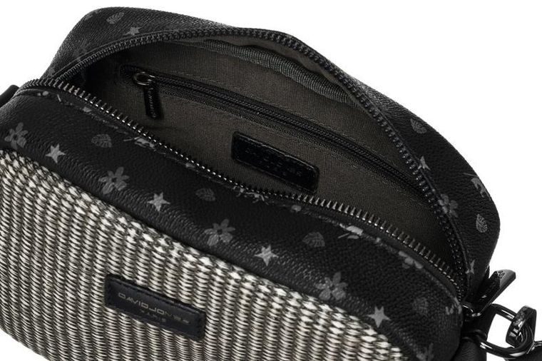 Torebka listonoszka, czarna, skóra ekologiczna, David Jones