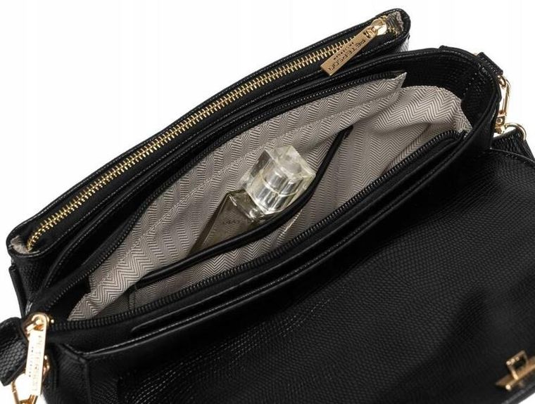 Torebka listonoszka, czarna, skóra ekologiczna, Peterson