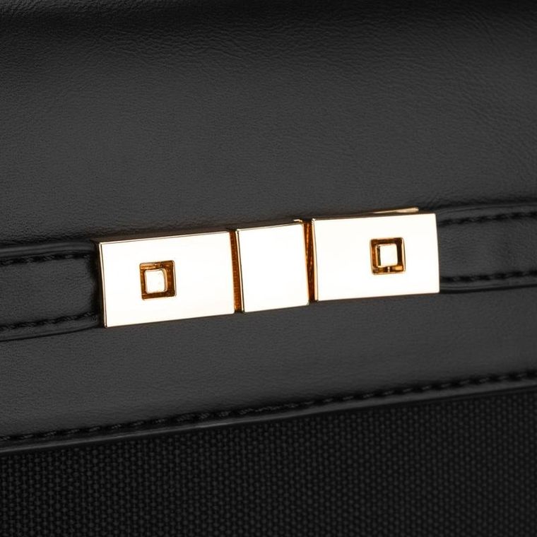 Torebka listonoszka, czarna, skóra ekologiczna, Peterson