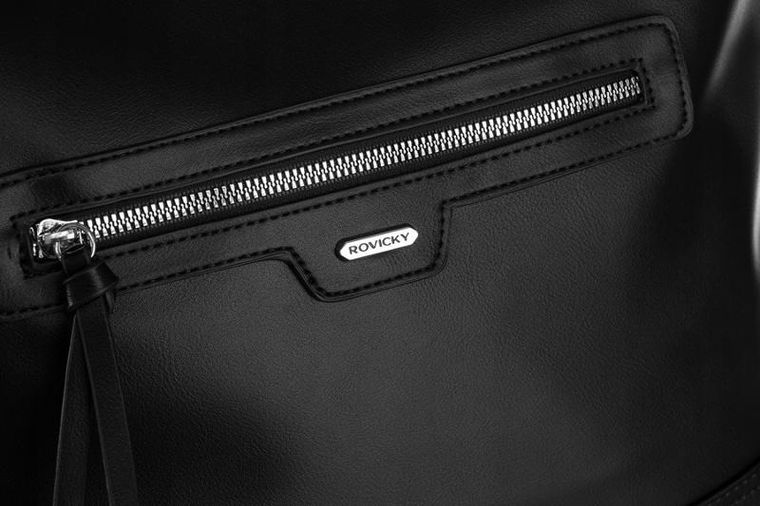 Torebka listonoszka, czarna, skóra ekologiczna, Rovicky