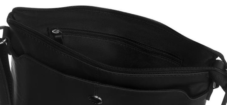 Torebka listonoszka, czarna, skórzana, Peterson