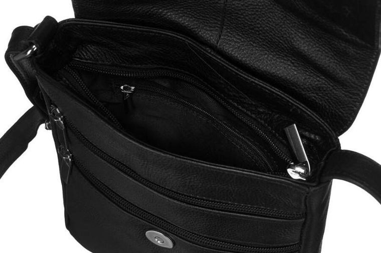 Torebka listonoszka, czarna, skórzana, Rovicky