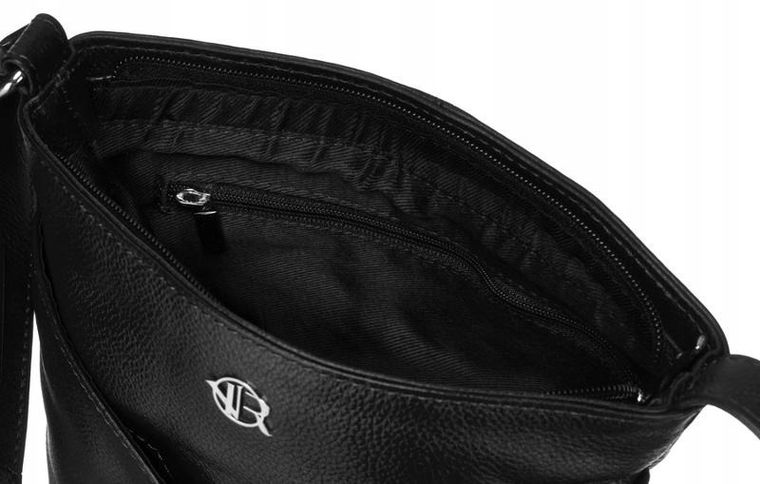 Torebka listonoszka, czarna, skórzana, Rovicky